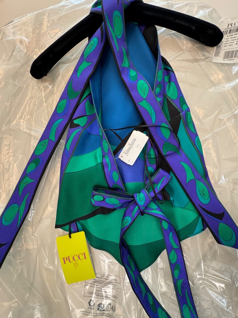Emilio Pucci Pesci-Print Silk Twill Halter Scarf Top - SMERALDO - Picture 4 of 10